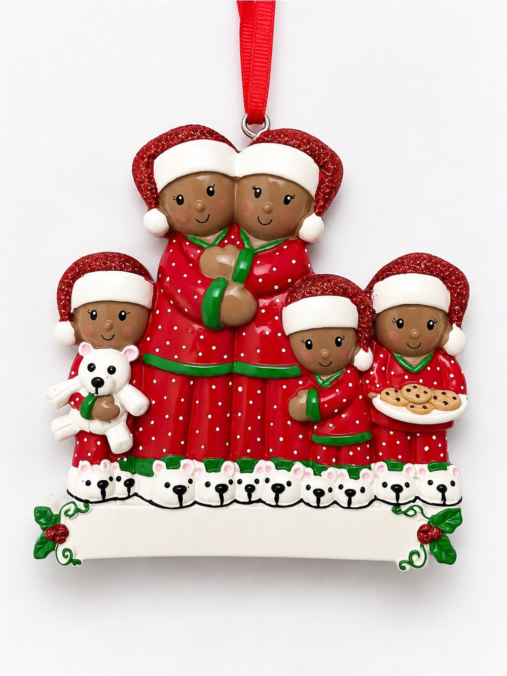 Personalized Family of 5 Christmas Ornament – Matching Pajamas Custom Names